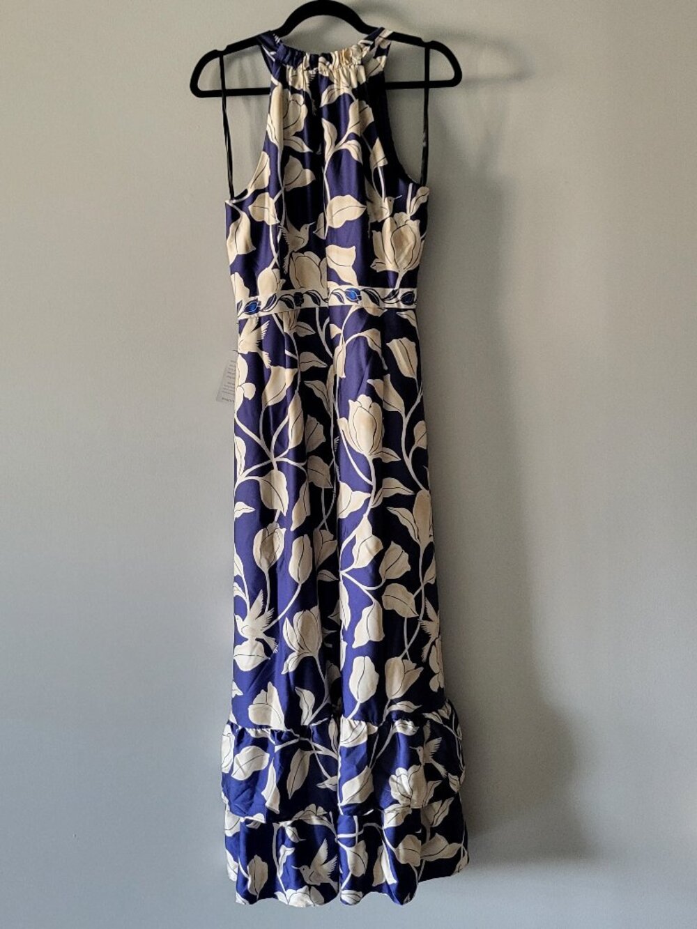 Maggy London Blue and Cream Unity Maxi Dress Size 12 - Picture 5 of 8
